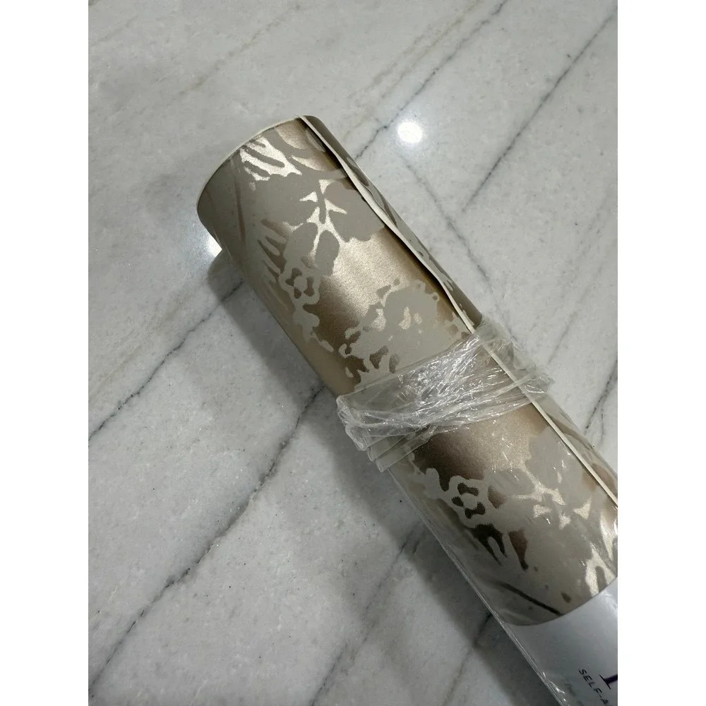 5 Rolls Textured Beige Removable Peel and Stick Damask Wallpaper, 20.5 in X 16.5